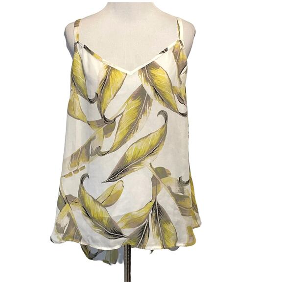 White House Black Market Leaf Print Cami Tank Women's Size 10 Shell Backless Top - Picture 1 of 7